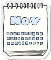 sticker of a cartoon calendar showing month of november png