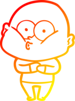 warm gradient line drawing of a cartoon bald man staring png