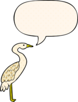 dessin animé cigogne avec discours bulle dans bande dessinée livre style png