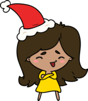 hand- getrokken Kerstmis tekenfilm van kawaii meisje png
