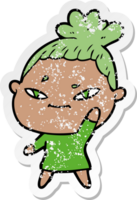 distressed sticker of a cartoon woman png