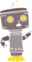 robô de desenho animado de estilo de cor plana pairando png