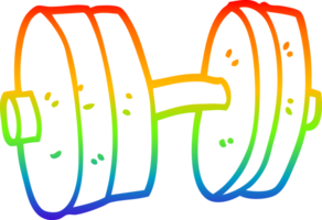 rainbow gradient line drawing of a cartoon weights png