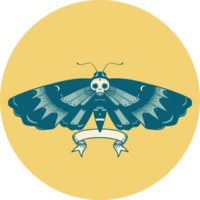 tattoo style icon with banner of a deaths head moth png