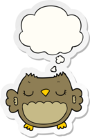 cute cartoon owl with thought bubble as a printed sticker png