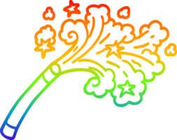 rainbow gradient line drawing of a cartoon magicians wand png