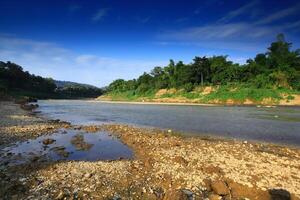 The scenery of life and nature at nam khan river, luang prabang, Laos photo