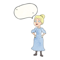 hand speech bubble textured cartoon victorian woman in dress png