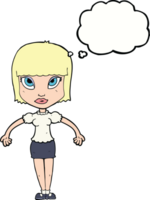 cartoon pretty woman with thought bubble png