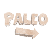 mão desenhado retro desenho animado paleo dieta apontando seta png