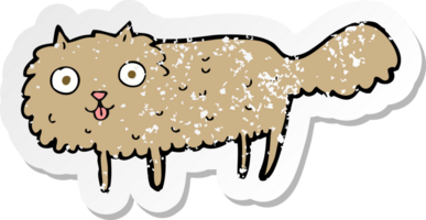 adesivo retrô angustiado de um gato peludo de desenho animado png