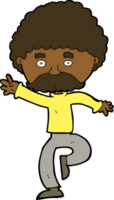 cartoon mustache man disco dancing png