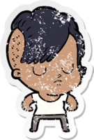 distressed sticker of a cartoon woman png