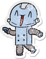 distressed sticker of a cartoon robot png