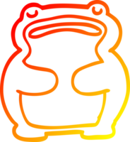 warm gradient line drawing of a funny cartoon frog png