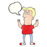 Hand Rede Blase texturiert Karikatur überrascht Mann Biegen Bizeps png