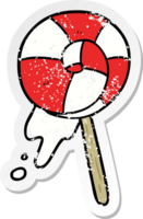 distressed sticker of a cartoon lollipop png