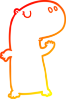 warm gradient line drawing of a cartoon hippopotamus png