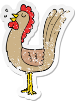 autocollant en détresse d'un coq de dessin animé png