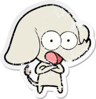 distressed sticker of a cute cartoon elephant png