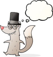 hand drawn thought bubble cartoon little wealthy wolf png