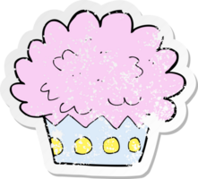 retro distressed sticker of a cartoon cup cake png