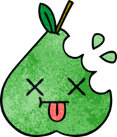 retro grunge texture cartoon of a green pear png