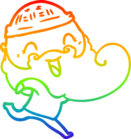 rainbow gradient line drawing of a happy bearded man png