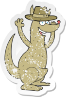 retro distressed sticker of a cartoon kangaroo png