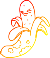 warm gradient line drawing of a cartoon rotten banana png