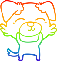 rainbow gradient line drawing of a cartoon dog png