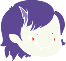 visage de fille vampire dessin animé style couleur plat png