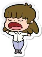 sticker of a cartoon woman talking loudly png