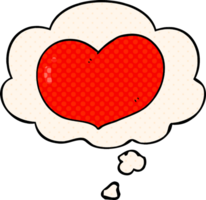 cartoon love heart with thought bubble in comic book style png