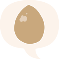 cartoon egg with speech bubble in retro style png