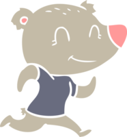 healthy runnning bear flat color style cartoon png