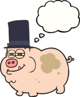 hand drawn thought bubble cartoon rich pig png