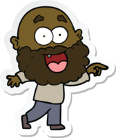 sticker of a cartoon crazy happy man with beard png