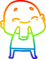 rainbow gradient line drawing of a cartoon happy bald man png