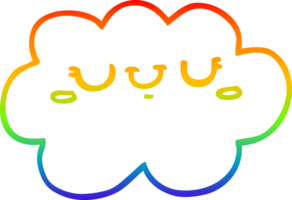 rainbow gradient line drawing of a cute cartoon cloud png