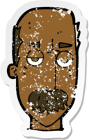 retro distressed sticker of a cartoon bored old man png