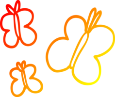 warm gradient line drawing of a cartoon butterflies png