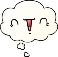 happy cartoon face with thought bubble in smooth gradient style png