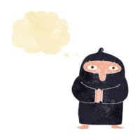 cartoon monk in robe with thought bubble png