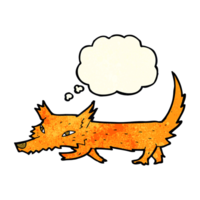 tecknad serie liten räv med trodde bubbla png