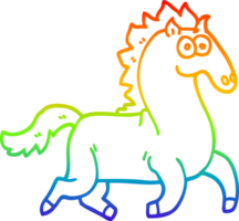 rainbow gradient line drawing of a cartoon magnificent stallion png