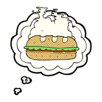 mano disegnato pensato bolla cartone animato enorme Sandwich png