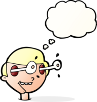 cartoon excited boy's face with thought bubble png