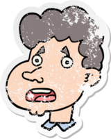 distressed sticker of a cartoon shocked man png