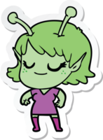 Aufkleber eines lächelnden außerirdischen Mädchen-Cartoons png